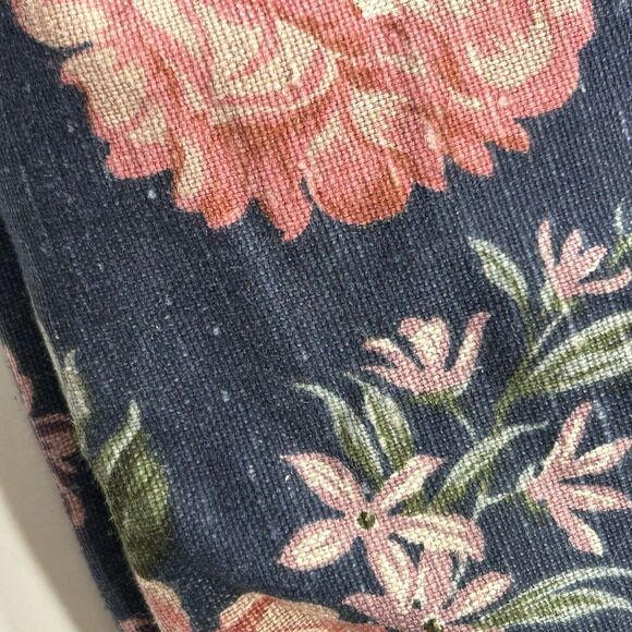 Vintage Carpetbags Of America Blue Multicolor Floral Bag With Wooden Handles - Picture 11 of 16